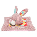 JUNIOR snuggler – plyšový mazlíček, čtverec s králičí hlavou 13 x 13 cm