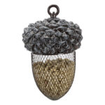 Žalud – zásobník na ptačí krmivo, 700 ml/14×22 cm, pryskyřice/kov, hnědá/bílá
