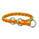 Obojek CAVO kulatý polostahovací – neon oranžový/zelený