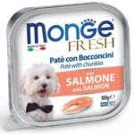 MONGE FRESH – paštika a kousky s lososem 100 g pro psy