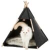 Jeskyňka TIPI  – přístřešek ve tvaru týpí,  55 x 65 x 55 cm, plsť/dřevo, antracit