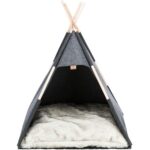 Jeskyňka TIPI  – přístřešek ve tvaru týpí, 70 x 70 x 70 cm, plsť/dřevo, antracit