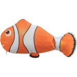 Ryba “NEMO” jako živá, mrskající se, s catnipem, látka, 26 cm (RP 0,90 Kč)