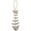 FishBone – rybí kost na laně, 43 cm, hračka pro psy, 100% pravá kůže/lano, šedá