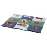 Barevná měkká podložka PATCHWORK 80 x 55 cm, protiskluzová,  – modro/zelená