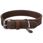 Kožený obojek RUSTIC – tmavě-hnědá