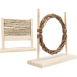 Agility set pro hlodavce – překážka, kruh, dřevo/proutí,  28 × 26 × 12 cm