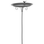 Venkovní pítko – miska na tyči, 1,8 l/ø 35 cm, kov, šedá