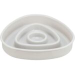 Miska k pomalému krmení, design triangl, 0,35l/15 ×15 cm, plast/TPR, šedá