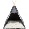 Jeskyňka TIPI  – přístřešek ve tvaru týpí, 70 x 70 x 70 cm, plsť/dřevo, antracit