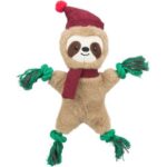Xmas SLOTH  – vánoční lenochod 30 cm, píská/šustí, plyš/lano
