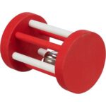 Xmas Roll – dřevěný váleček s rolničkou pro hlodavce, ø 5 × 7 cm, červená/bílá
