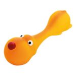 Psík ležící – tvar činky, se zvukem, 22 cm, latex, oranžová, HipHop