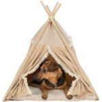 Teepee BOHO s polštářem, 55 x 65 x 55 cm, bavlna, béžová